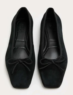 Suede Flat Square Toe Ballet Pumps