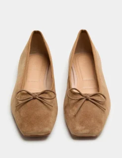 Suede Flat Square Toe Ballet Pumps