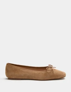 Suede Flat Square Toe Ballet Pumps