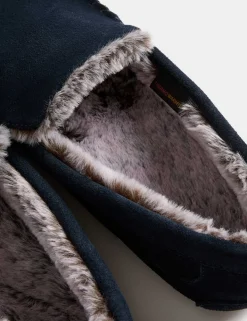 Suede Fleece Lined Moccasin Slippers