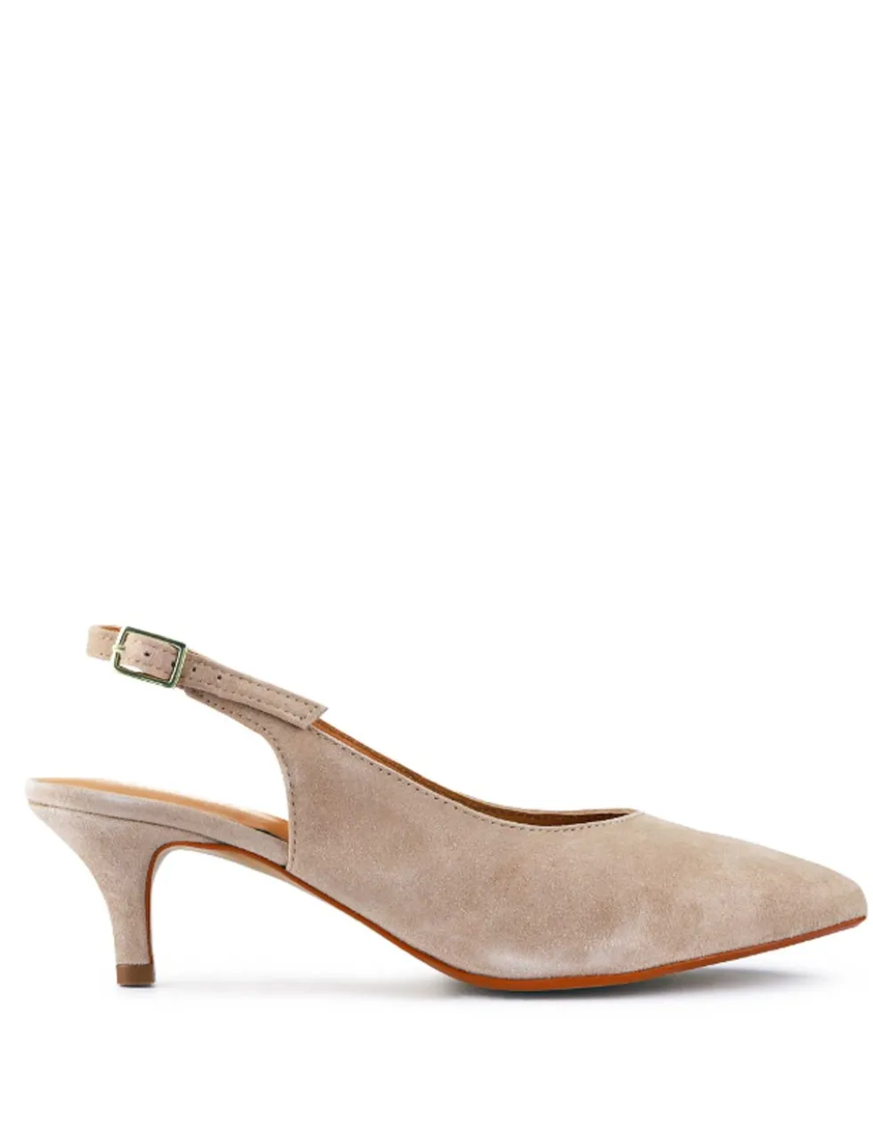 Suede Kitten Heel Pointed Slingback Shoes