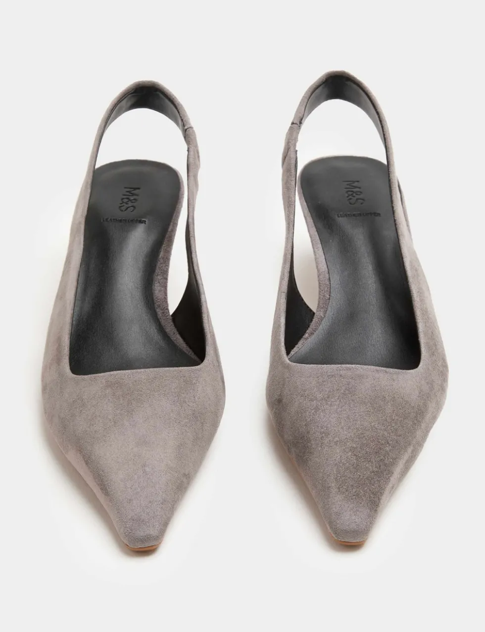 Suede Kitten Heel Pointed Slingback Shoes