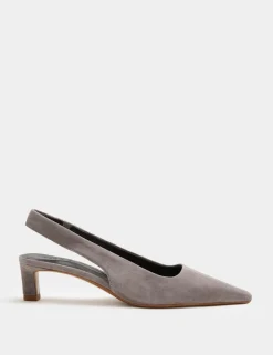 Suede Kitten Heel Pointed Slingback Shoes