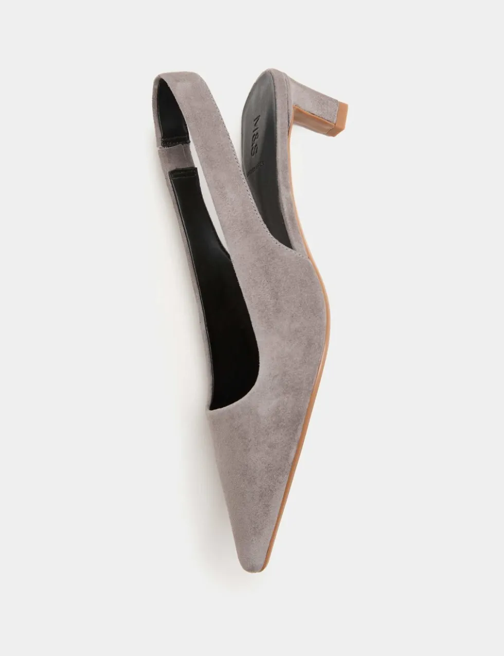 Suede Kitten Heel Pointed Slingback Shoes
