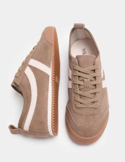 Suede Lace Up Side Detail Runner Trainers