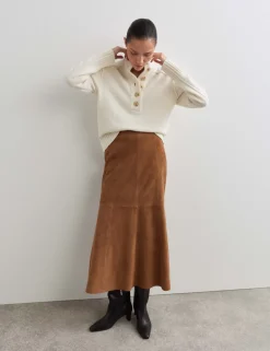 Suede Midaxi A-Line Skirt