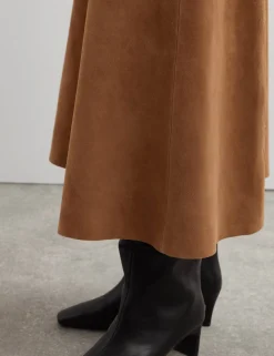 Suede Midaxi A-Line Skirt