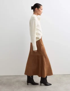 Suede Midaxi A-Line Skirt