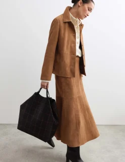 Suede Midaxi A-Line Skirt