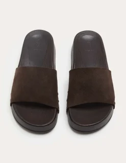Suede Platform Open Toe Clogs