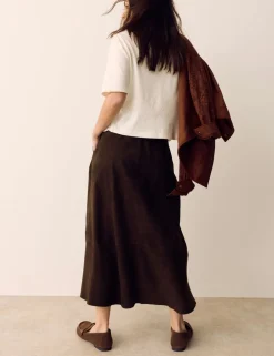 Suede Pleated Midi Skirt