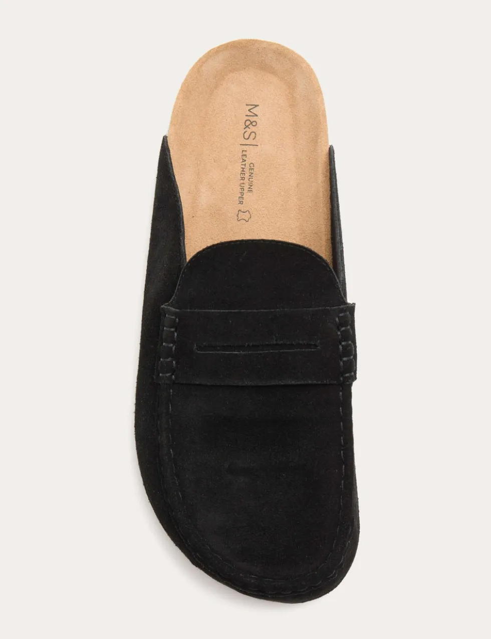 Suede Saddle Loafer Corkbed Mules