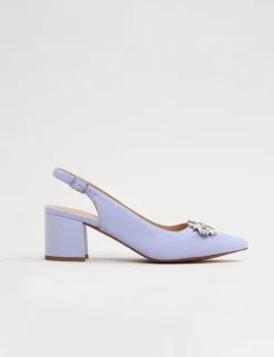 Suede Sparkle Block Heel Slingback Shoes