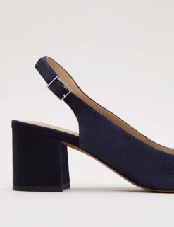 Suede Sparkle Block Heel Slingback Shoes