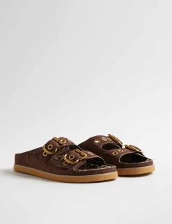 Suede Zebra Lined Footbed Sandals