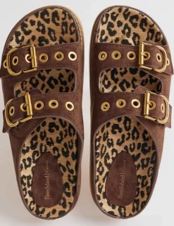 Suede Zebra Lined Footbed Sandals
