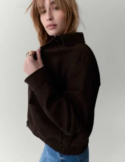 Suedette Collared Bomber Jacket
