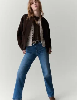Suedette Collared Bomber Jacket