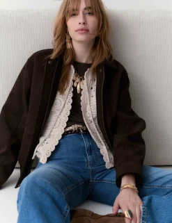 Suedette Collared Bomber Jacket
