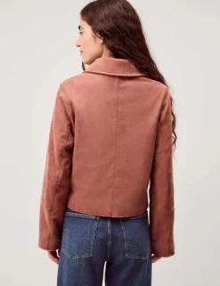 Suedette Collared Utility Jacket