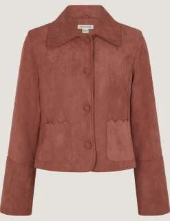 Suedette Collared Utility Jacket