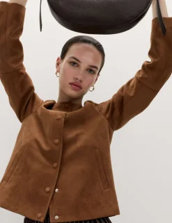 Suedette Collarless Jacket