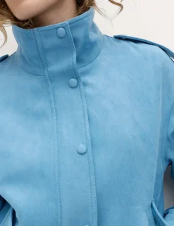 Suedette Funnel Neck Bomber Jacket