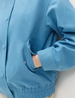 Suedette Funnel Neck Bomber Jacket