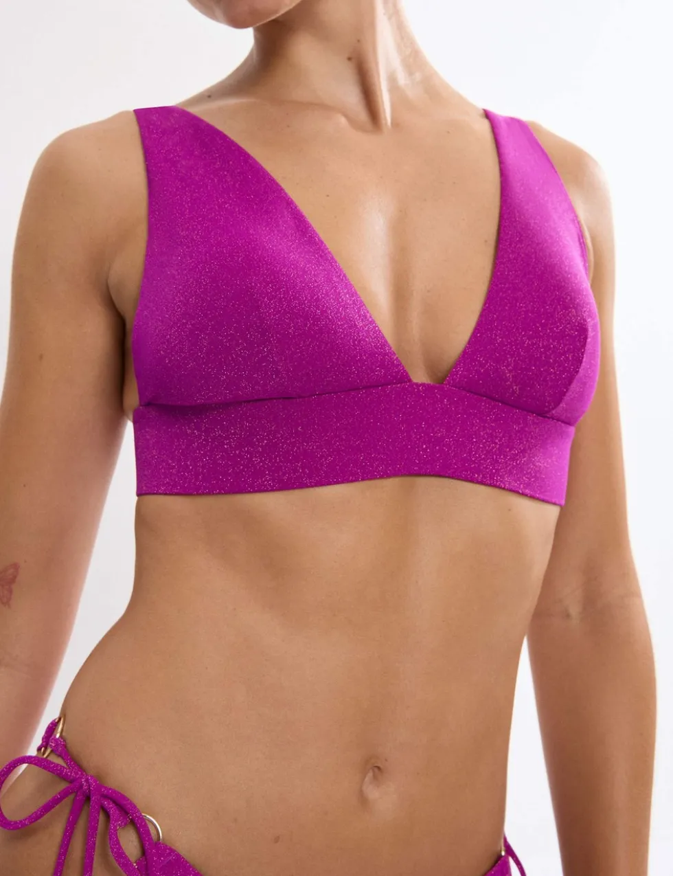 Summer Sunset Glitter Plunge Bikini Top (B-D)