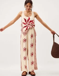 Sun Print Bead Tie Side Cami Top