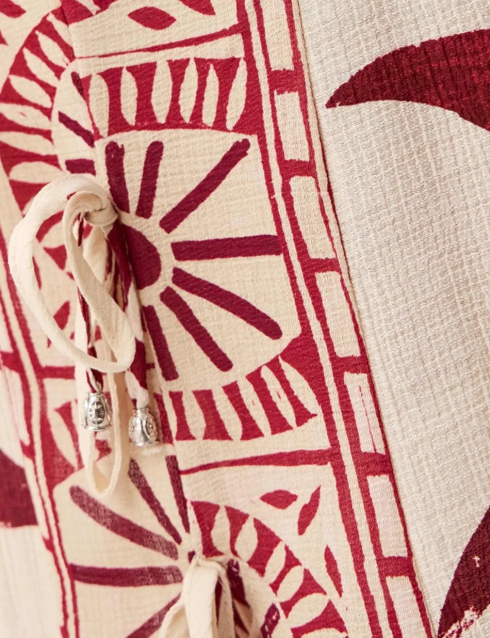 Sun Print Bead Tie Side Cami Top