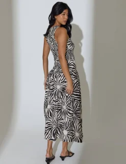 Sunburst Print High Neck Maxi Beach Dress