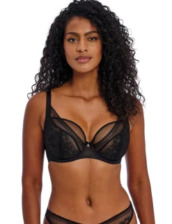 Sydnie Lace & Mesh Wired Plunge Bra (D-H)