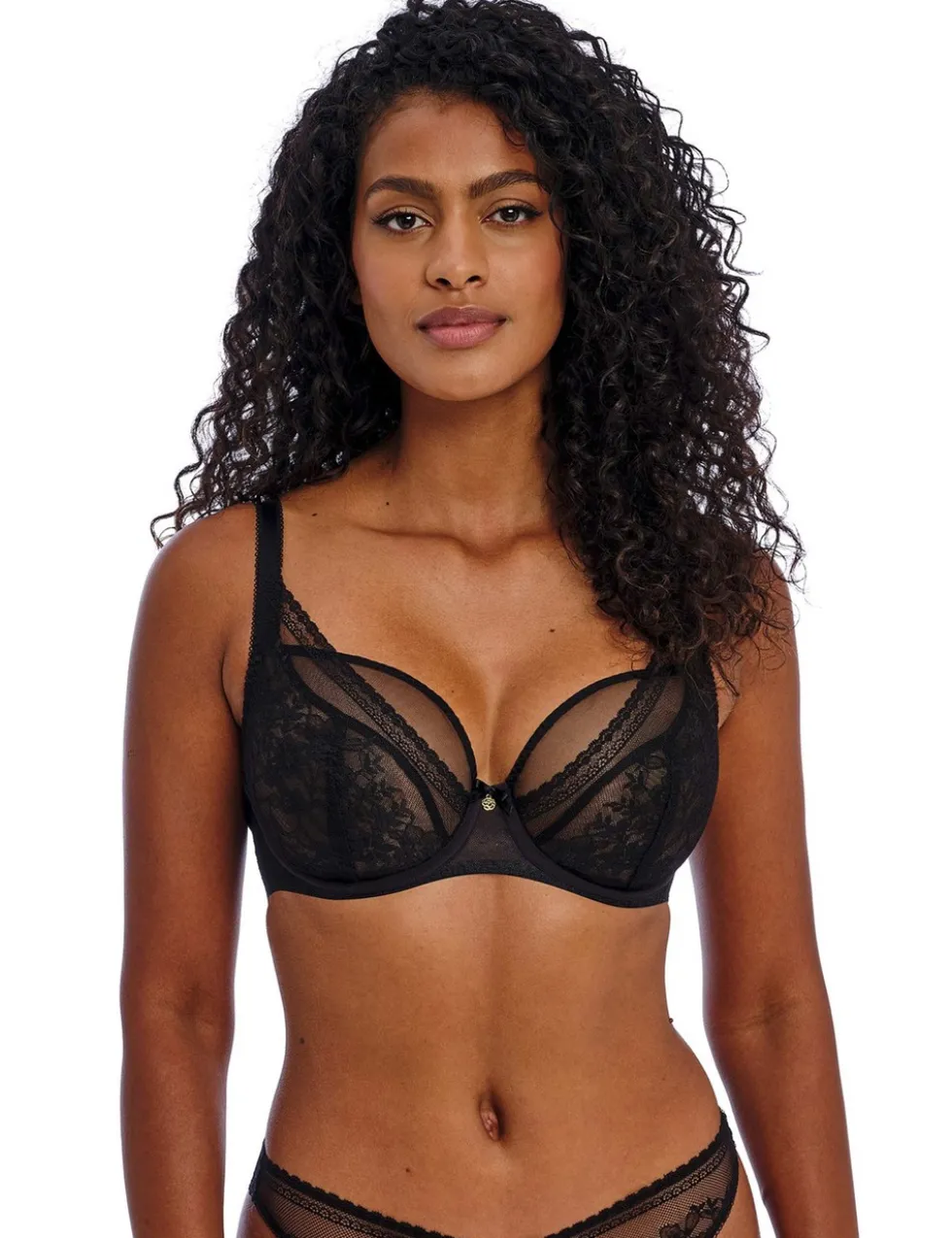 Sydnie Lace & Mesh Wired Plunge Bra (D-H)