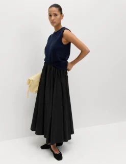 Taffeta Midi Circle Skirt