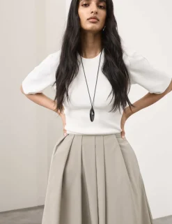Taffeta Pleated Maxi Skirt