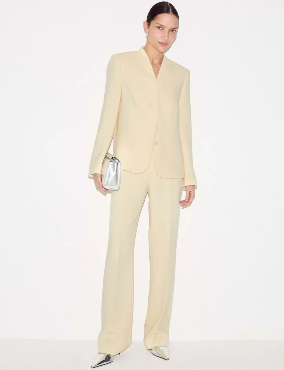 Tailored Collarless Blazer