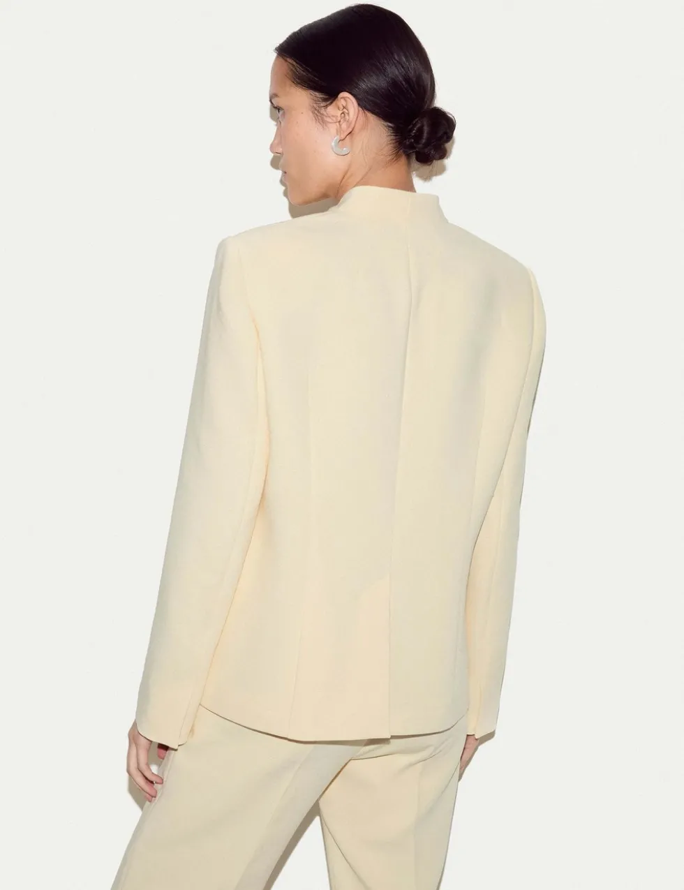 Tailored Collarless Blazer