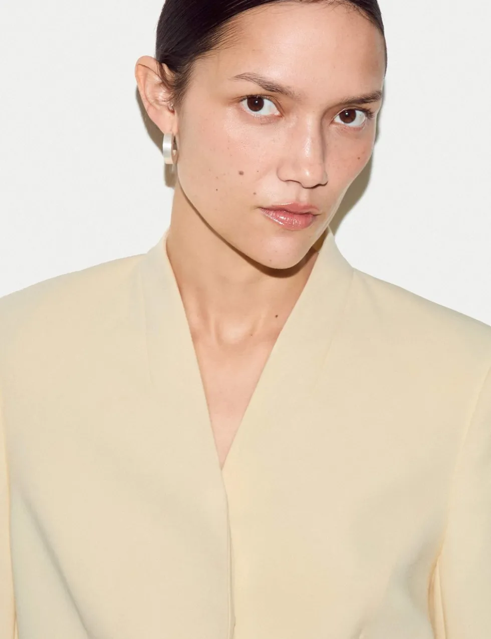 Tailored Collarless Blazer