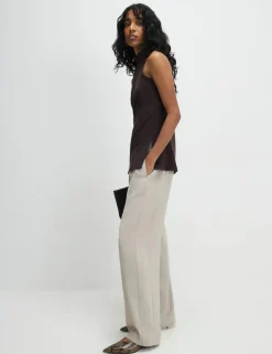 Tailored Drawstring Wide Leg Trousers