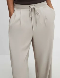 Tailored Drawstring Wide Leg Trousers
