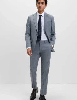 Tailored Fit Check Stretch Trousers