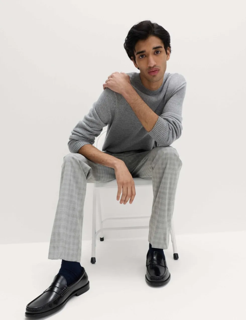 Tailored Fit Checked Trousers