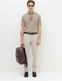 Tailored Fit Cotton Linen Striped Suit Trousers