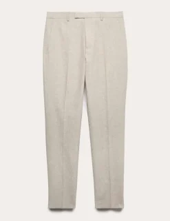 Tailored Fit Cotton Linen Striped Suit Trousers
