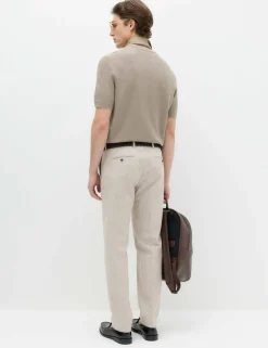 Tailored Fit Cotton Linen Striped Suit Trousers