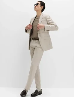 Tailored Fit Cotton Linen Striped Jacket