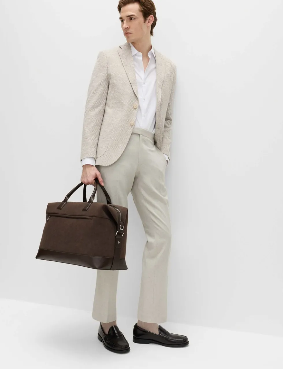 Tailored Fit Herringbone Trousers