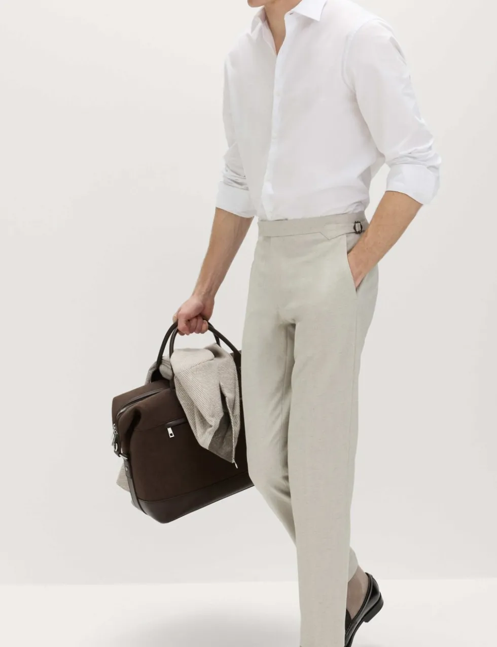 Tailored Fit Herringbone Trousers