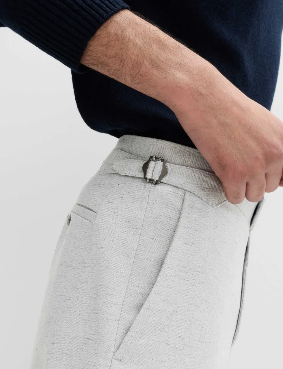 Tailored Fit Herringbone Trousers
